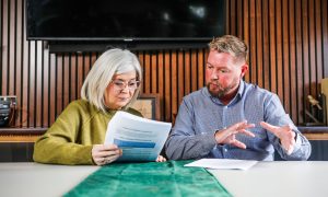 Linda McDonald and MSP Jamie Greene go over the proposed amendments. Image: Mhairi Edwards/DC Thomson