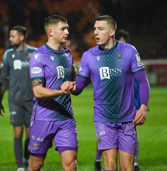 Alex Mitchell with Liam Gordon after St Johnstone beat Motherwell. 