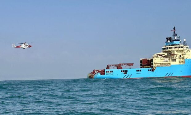 Man evacuated from vessel in Montrose Bay. Image: RNLI