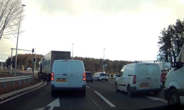 Traffic on the A90 approach to the Swallow Roundabout. Image: Steve Brown/DC Thomson