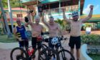 Jim Parker (left) with Richard Branson after a morning bike ride. Image: Jim Parker.