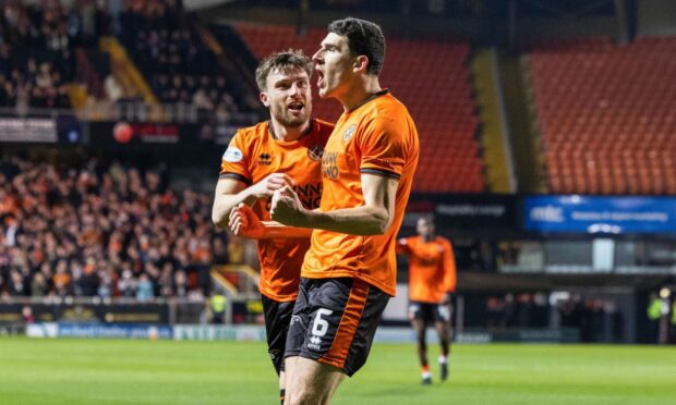 Dundee United's Ross Graham celebrates. Image: Ross Parker/SNS