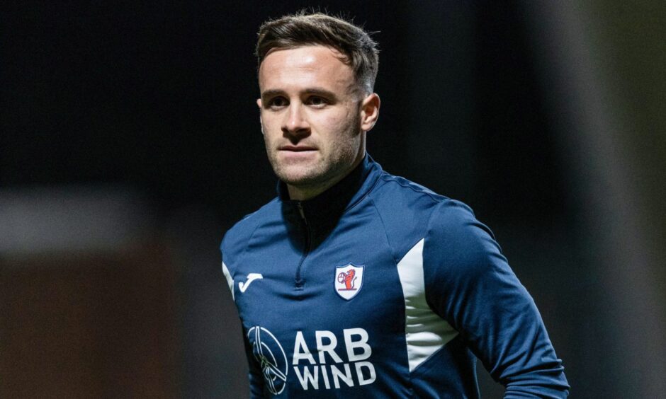 Raith Rovers striker Lewis Vaughan during a warm-up.