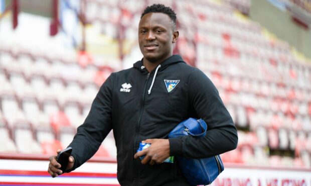 Victor Wanyama walking at East End Park before a game.