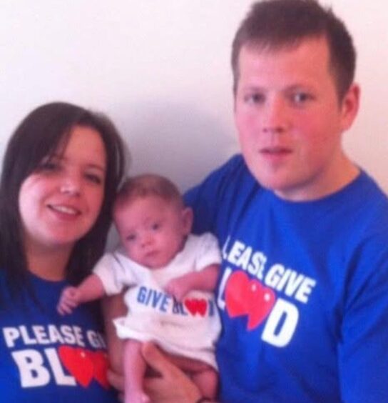 Kerry and Adam Larmour are passionate about blood donation as blood transfusions saved their son Joel's life.