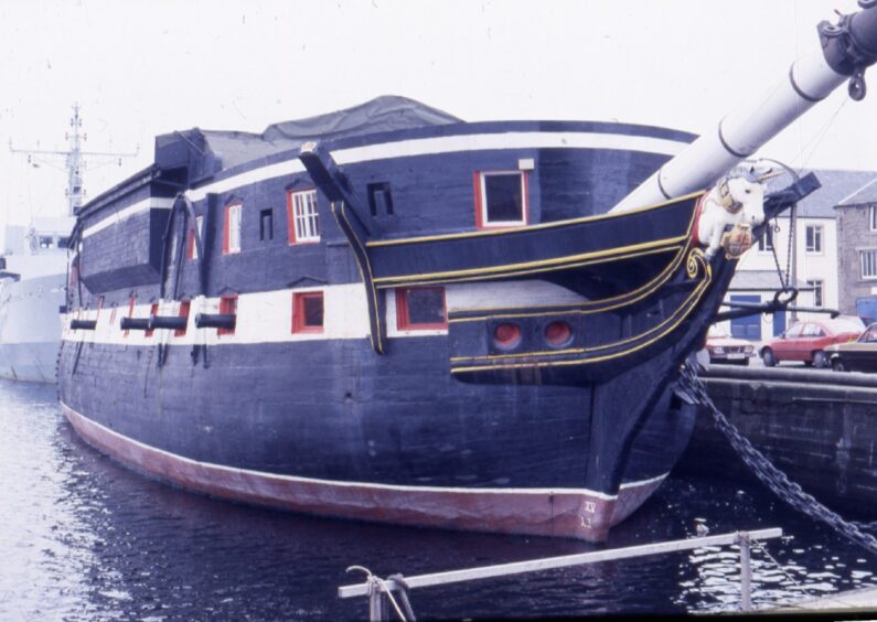 The Unicorn in the dock at Dundee harbour in March 1987.