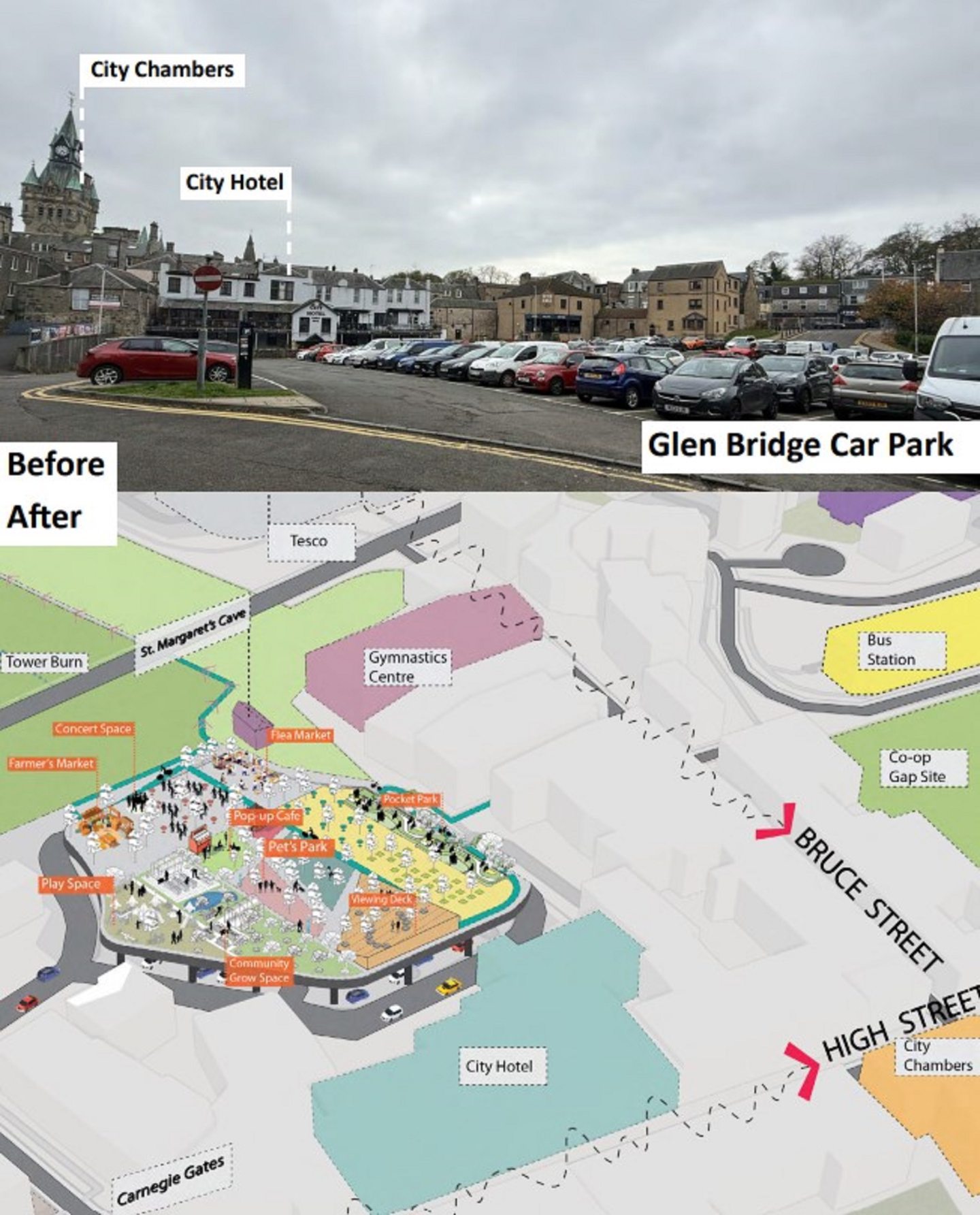 Glen Bridge Car Park redevelopment proposals.