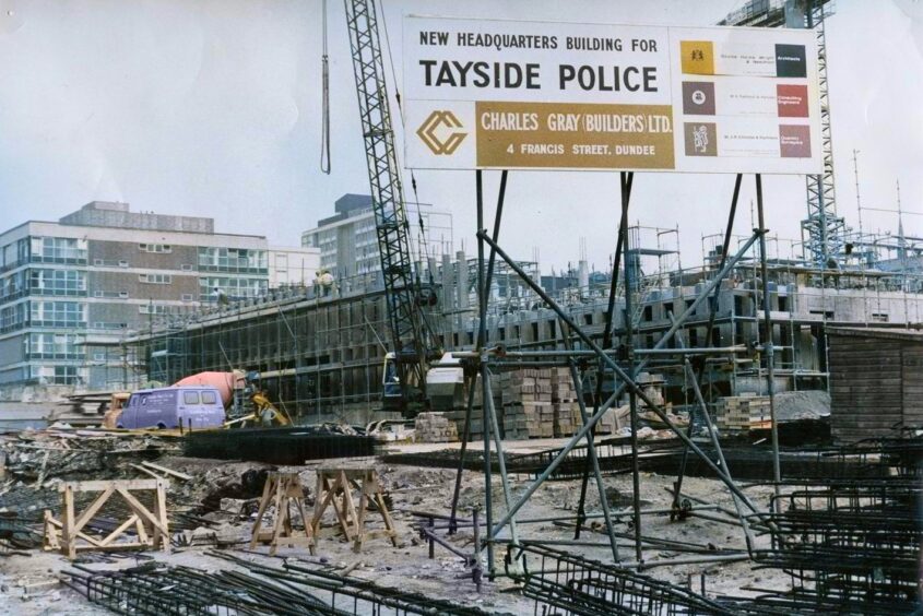 The new Tayside Police building in Bell Street under construction in August 1975.