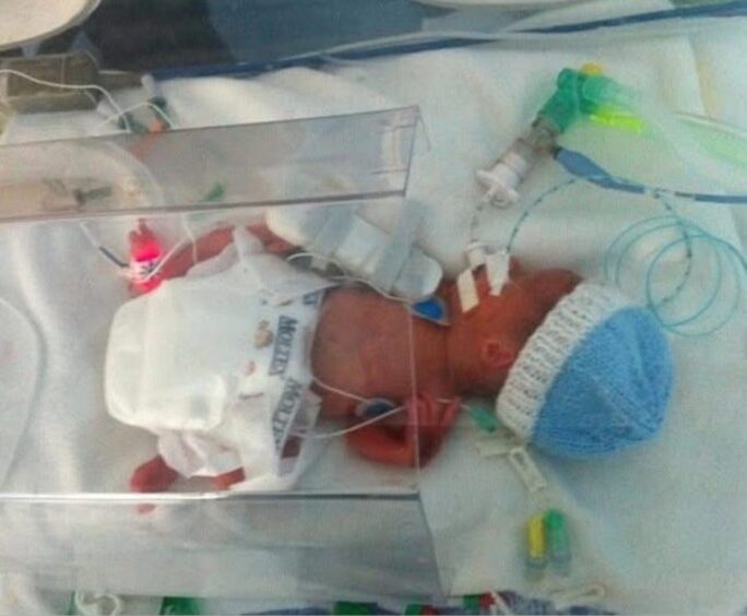 Joel Larmour was born more than three months early in 2010.