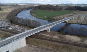 Drone image of Destiny Bridge across River Tay