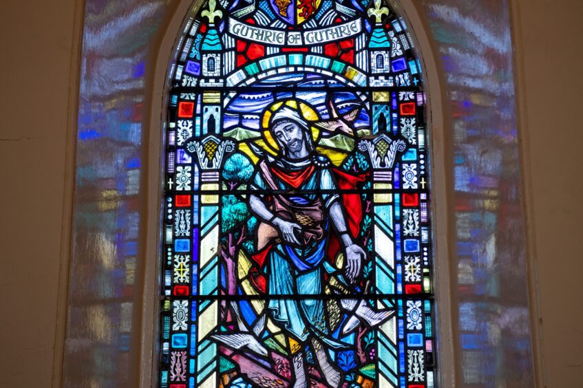 Stained glass window in Guthrie Church.