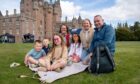 A family day out in the spring sunshine - l to r - Oscar Lamond, Angus Ewart, Darcy Lamond, Aimie Lamond, Jessie Ewart, Sandra Martin and George Murphy. Image: Kim Cessford / DC Thomson
