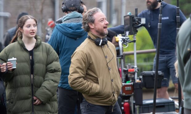 James McAvoy filming in Dundee's Hilltown. Image: Kim Cessford/DC Thomson