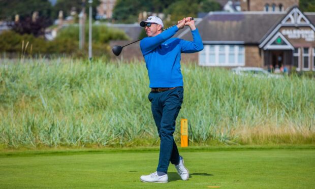 CR0044473 - Graham Brown Story - Angus area - Final events in Carnoustie Ladies Golf Club 150th anniversary. It is the world's oldest ladies golf club and kicked off celebrations in march with the launch of an anniversary book and putting competition - Picture shows scenes from the event  - David Kernohan (Scottish Golf)   -- Carnoustie Championship first tee, Links House, Links Parade, Carnoustie -- Friday 25th August 2023  Image: Steve MacDougall/DC Thomson