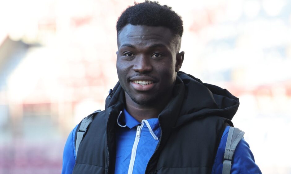 St Johnstone striker, Adama Sidibeh, before a game against Hearts.