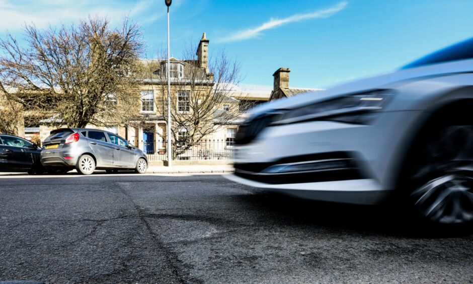A large pothole on North Street, St Andrews.