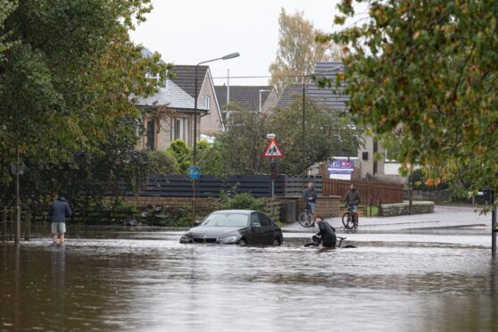 Severe flooding in Bridge of Allan in 2023. Image: Gregor Boyd/Shutterstock