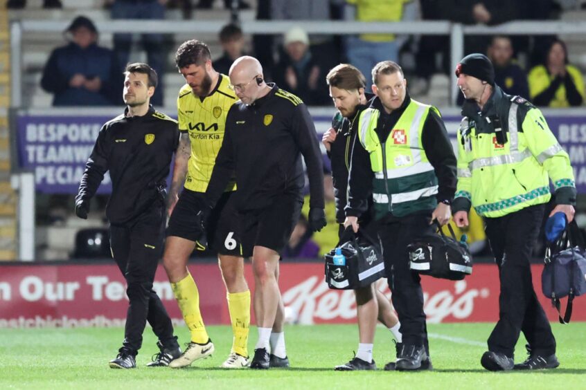Ryan Sweeney was well enough to walk off the pitch but required hospital treatment. Image: John Mallett/Shutterstock