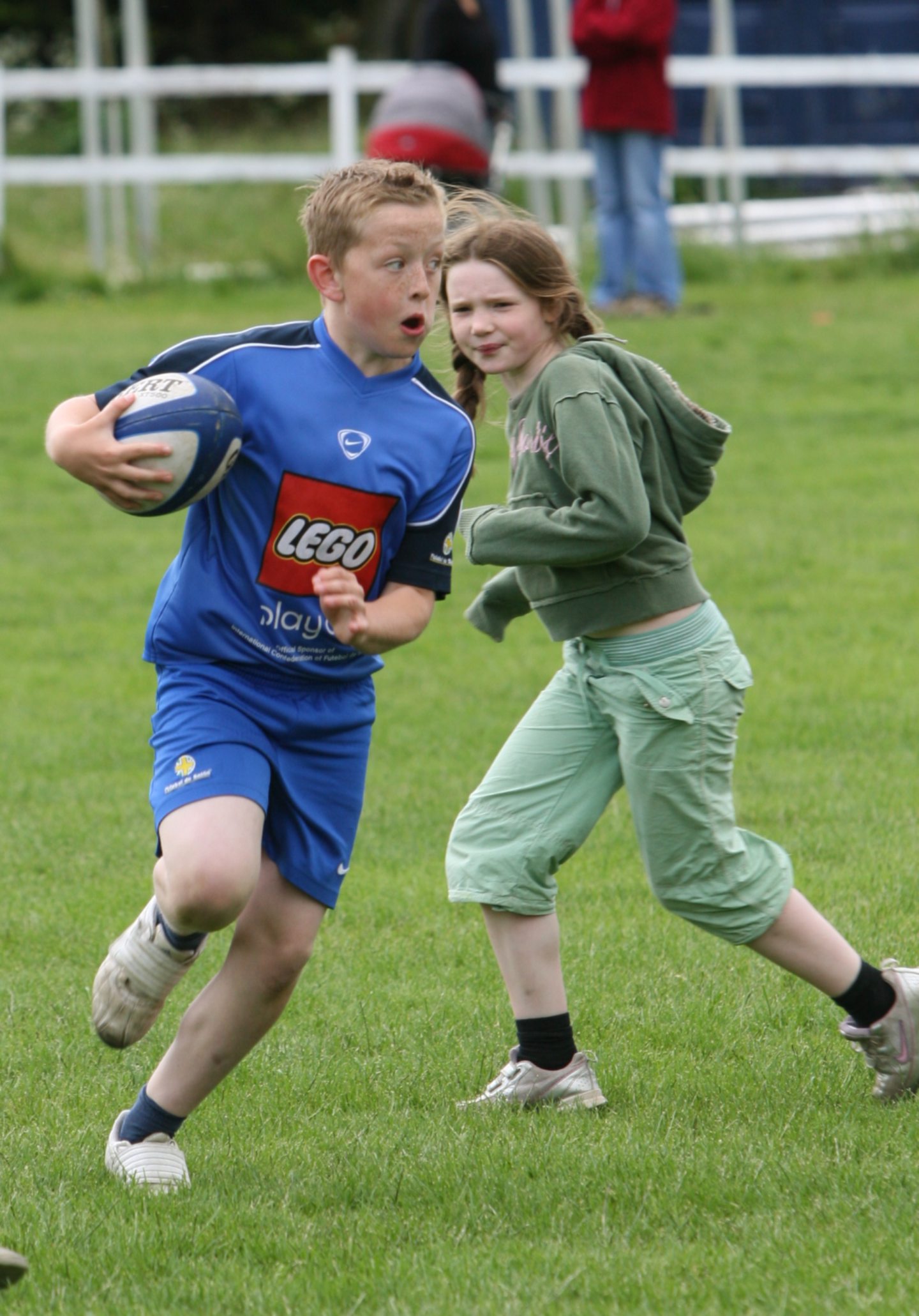 Youngsters in action on the Aberfeldy football ground which hosted the Highland Perthshire schools rugby finals in June 2008.