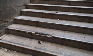 Councillor Craig Duncan is calling for action for the City Square steps were damaged. Image: Kim Cessford/DC Thomson.