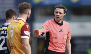 The officials were centre of attention as Motherwell defeated Dundee. Image: David Young/Action Plus/Shutterstock
