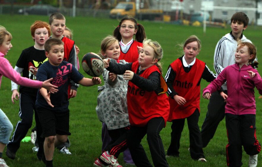 Youngsters enjoying a game at the Levenmouth Primary School Rugby Festival.