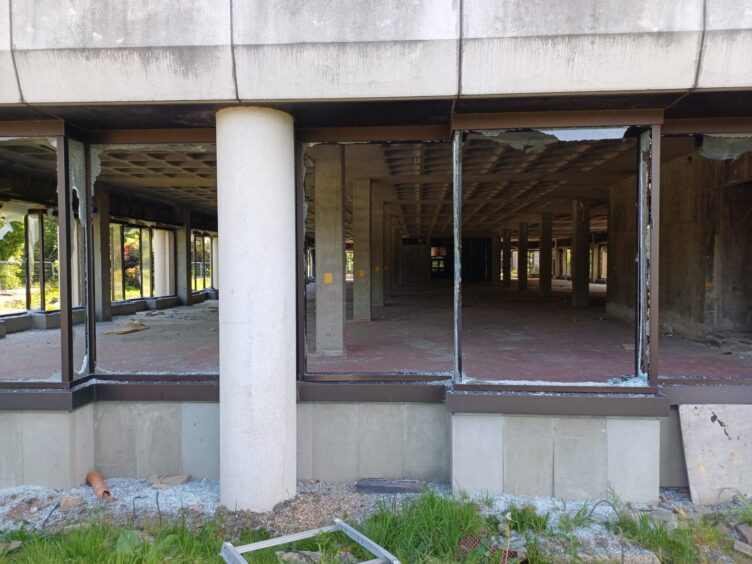 Shattered windows and broken glass