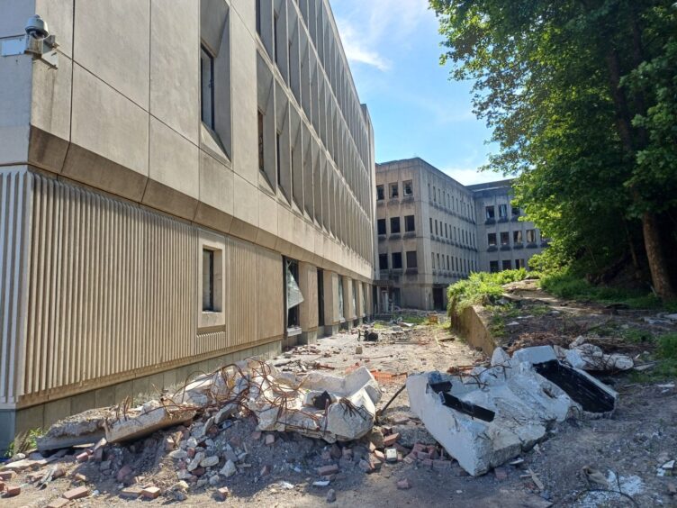 Rubble at the site