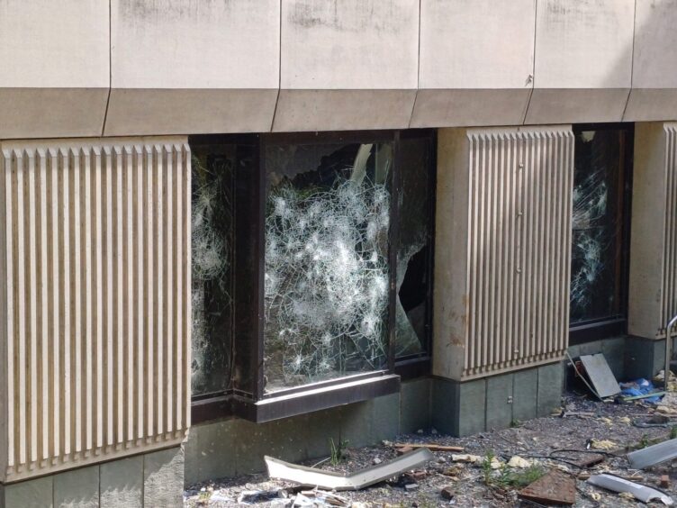 A smashed window 