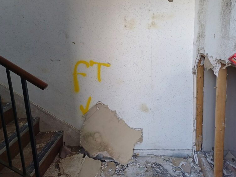 Damage to the building's interior