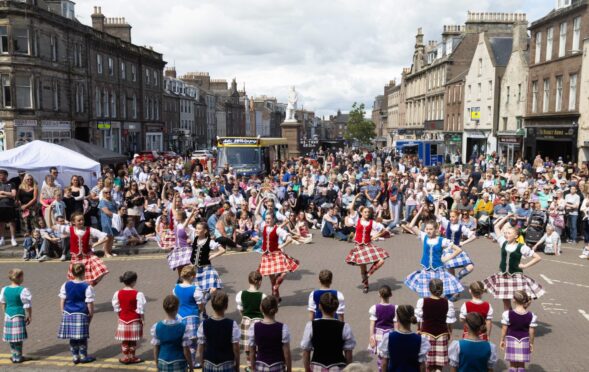 Highland dancers in the sunshine at a packed Montrose Music Festival. Image: Paul Reid