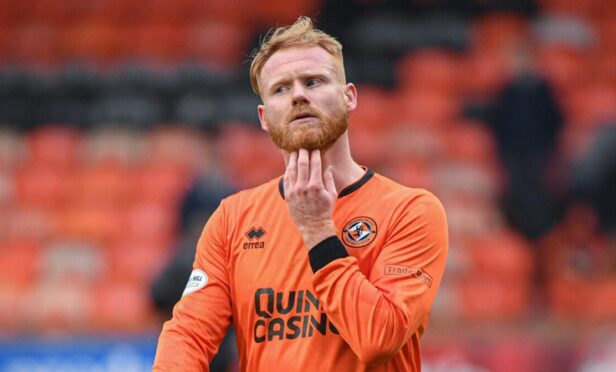 Dundee United's Jort van der Sande, who looks like he's about to exit Tannadice.