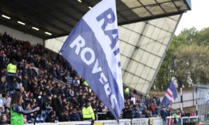 Raith Rovers fans wave a flag at Stark's Park during the recent draw with Morton.