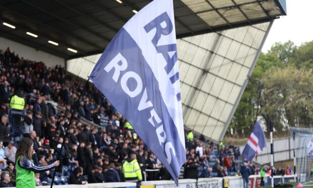 Raith Rovers fans wave a flag at Stark's Park during the recent draw with Morton.