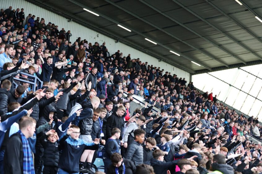 Raith Rovers fans in the Stark's Park South Stand.