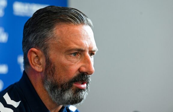 Derek McInnes during a Kilmarnock press conference.