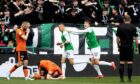 The celebrations begin at Easter Road as forlorn United players are condemned to defeat