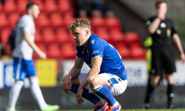 Sven Sprangler crouching down after St Johnstone lost to Kilmarnock.
