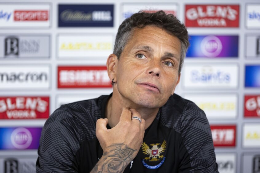 Simo Valakari at a St Johnstone press conference.
