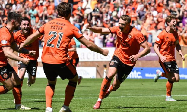 Sam Dalby celebrates after downing Aberdeen.