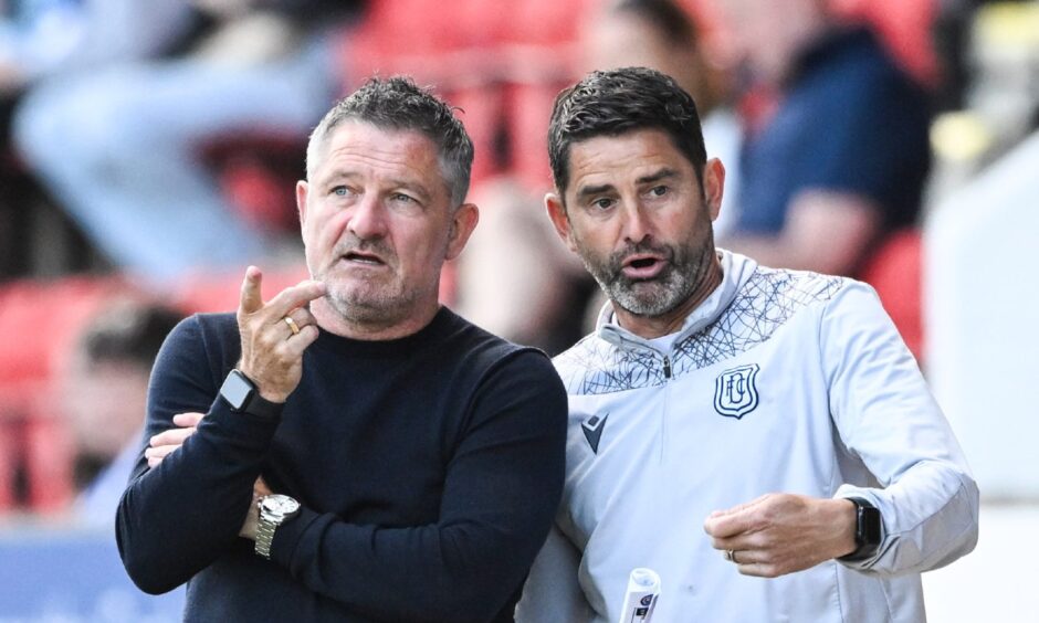 Tony Docherty and assistant manage Stuart Taylor have left Dundee. Image: Paul Devlin/SNS