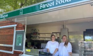 Nicole Gemine (right) and Kelly Mann in their Blairgowrie food truck, The Wagon