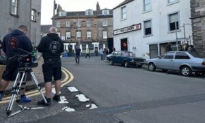 TV crews in Inverkeithing during filming for Karen Pirie. Image: Neil Henderson/DC Thomson