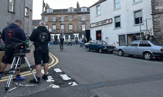 TV crews in Inverkeithing during filming for Karen Pirie. Image: Neil Henderson/DC Thomson