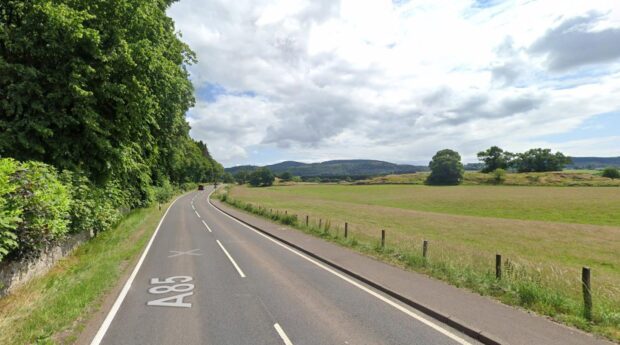 The A85 road near Comrie.