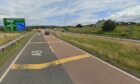 The northbound A9 approach to the Broxden Roundabout near Perth.