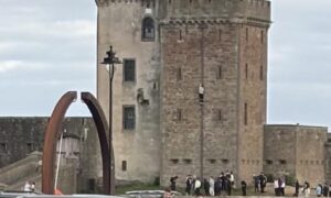 The youth was pictured climbing the walls of Broughty Castle. Image: Broughty Ferry Facebook group