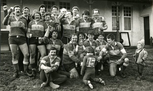 Dunfermline Rugby Team celebrate promotion to Division 2