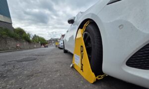 A clamped car on Provost Road in Dundee.