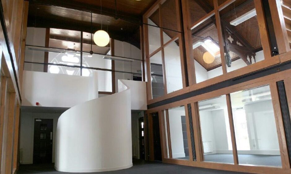 Interior of former Erskine Church in Arbroath.